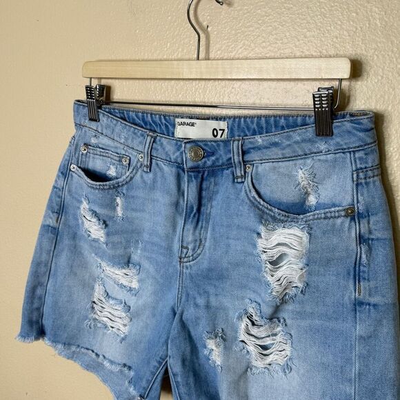 Garage Shorts Women's 7 blue Boyfriend Denim Distressed - Picture 4 of 12
